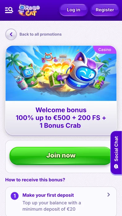 Robocat bonus powitalny